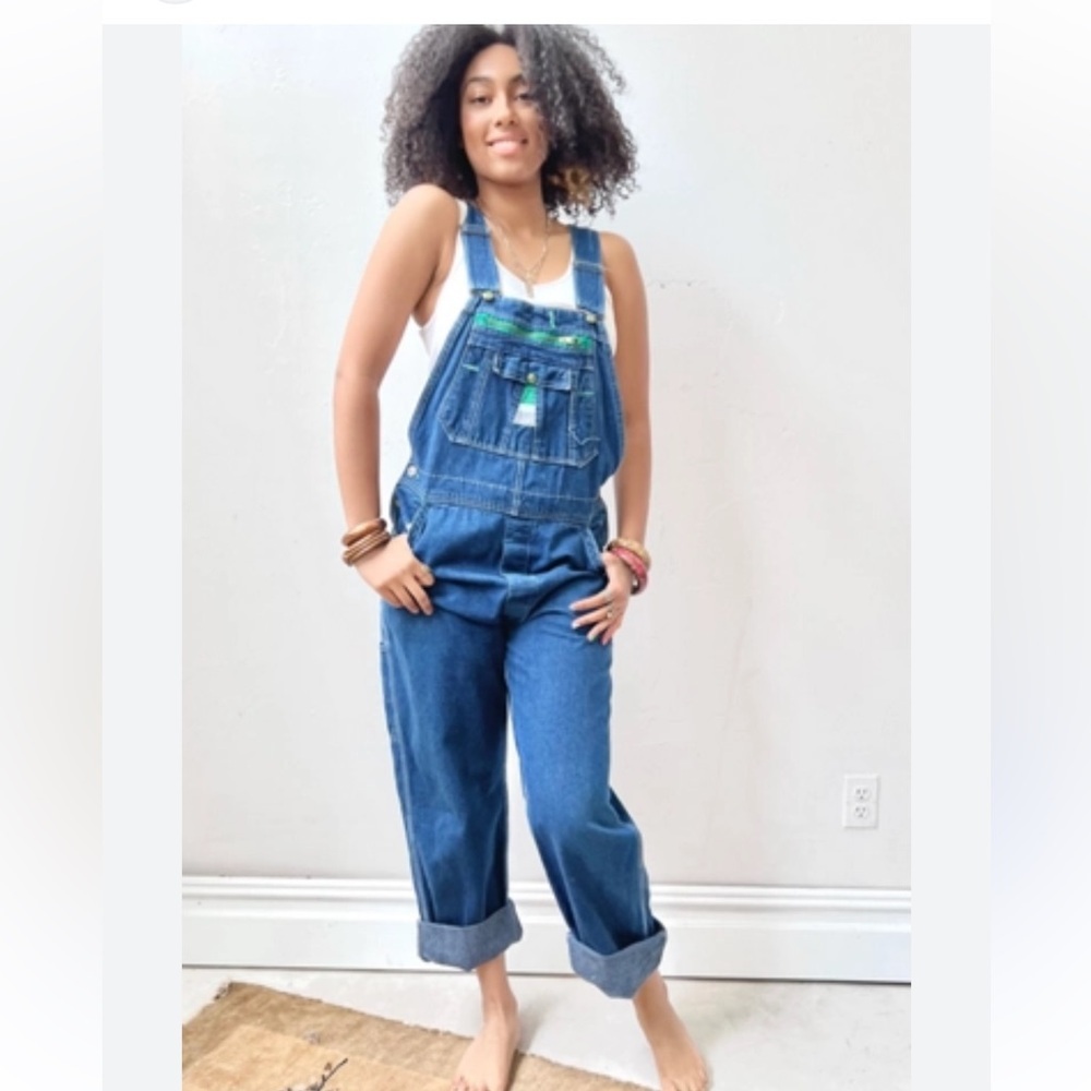 Vintage free People liberty by Anna Corrina Blue Denim Overalls Sz 34 - Picture 3 of 16